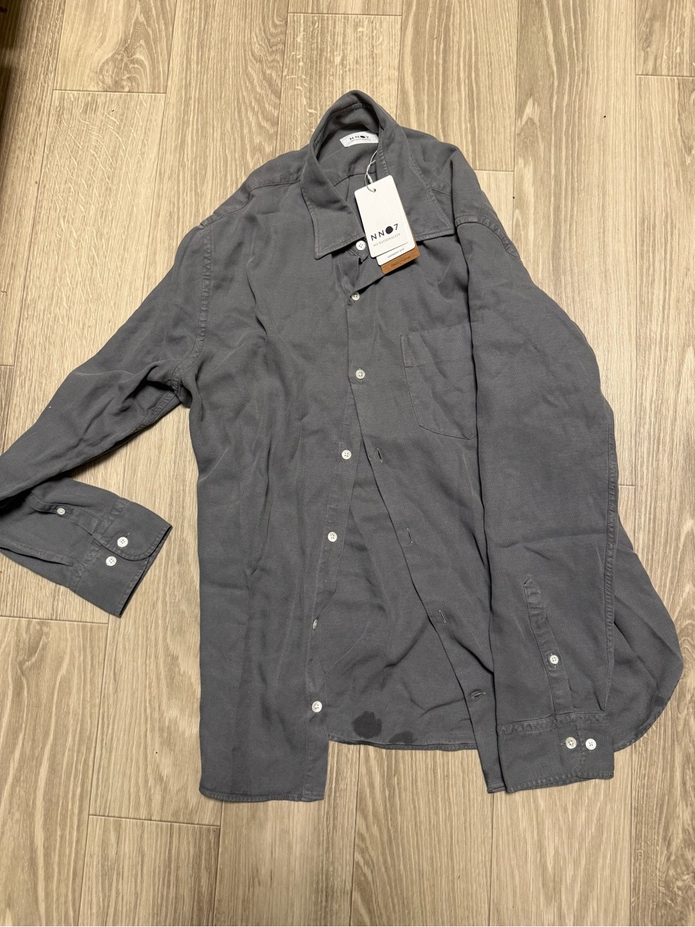 NWT Nn07  Men's Button-Up Long Sleeve Shirt Jacket in Charcoal